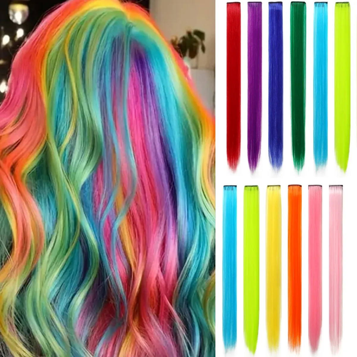 10 pz/pacco 22 lnches Clip lunga e dritta In colore sintetico nelle estensioni dei capelli-Cosplay Dress Up Fashion Paty