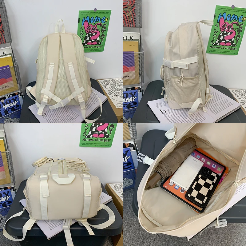 Mochila Harajuku con múltiples bolsillos para mujer, morral escolar para estudiantes, bolsa de viaje japonesa coreana para ordenador portátil