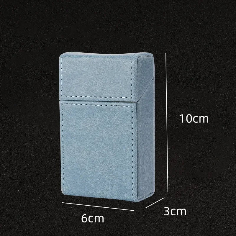 PU leather flip style 20 pack thick cigarette box, creative and personalized moisture-proof metal men\'s cigarette box