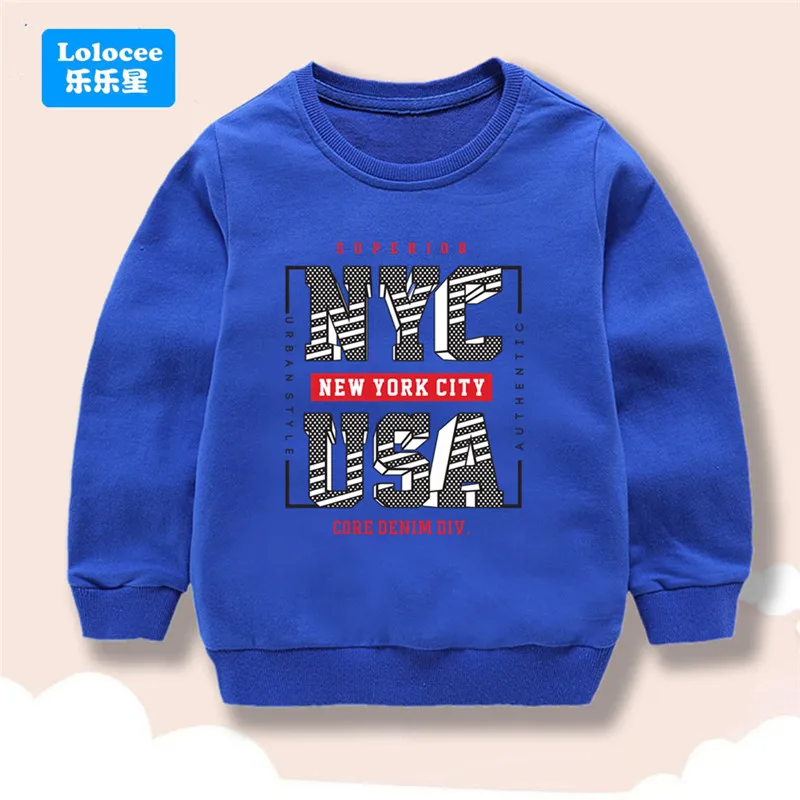 Mode Cartoon New York Gedruckt Sweatshirts Casual Kleidung Jungen Crewneck Tops 2025, Neue Kinder Dünne Lange ärmeln Pullover ZMNY3