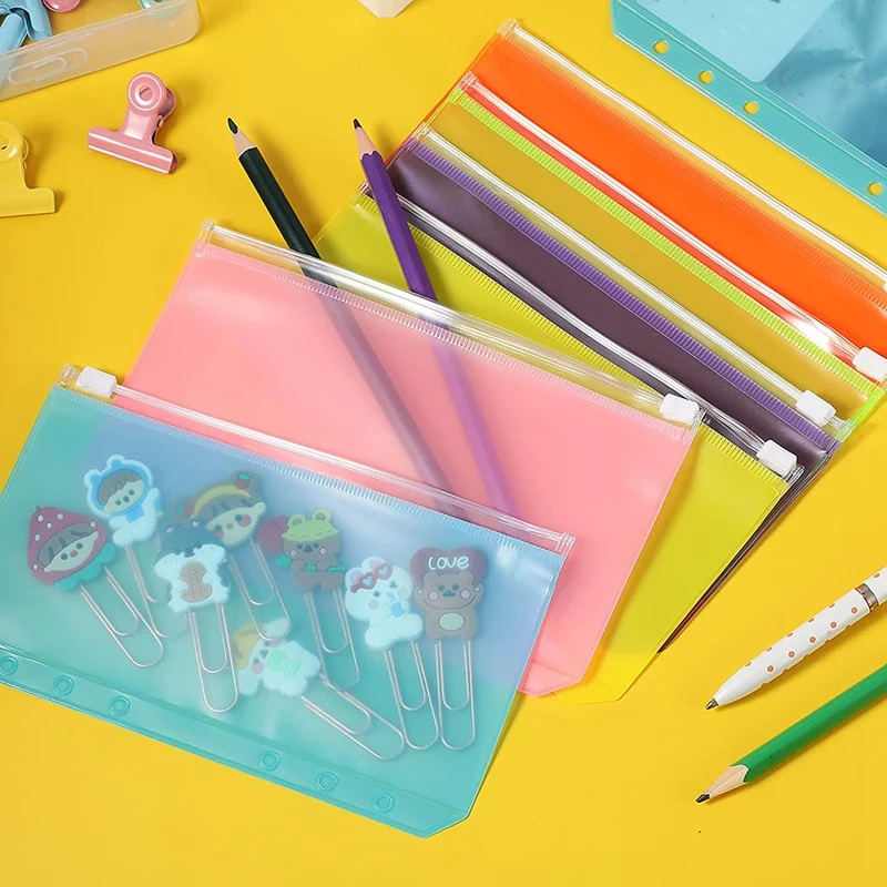 Папки для бумаг формата A6, 14 шт., на молнии, водонепроницаемые, с 6 отверстиями