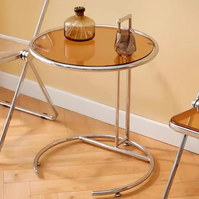 

Nordic Creative Glass Lift Coffee Table Transparent Sofa Side Table Simple Modern Designer C-shaped Table Stainless Steel