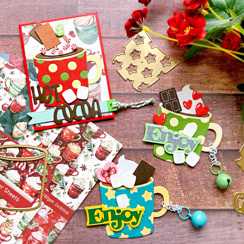 Metal Cutting Dies Hot Cocoa Coffee Cup Cheese Mold for DIY Scrapbooking Card Making Paper Craft Embossing Die Cuts Template view 2