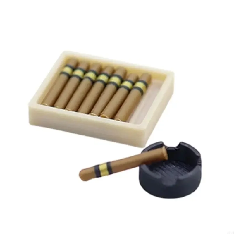 Conjunto cinzeiro miniatura para decoração casa boneca, adereços exibição cena para adultos e crianças,