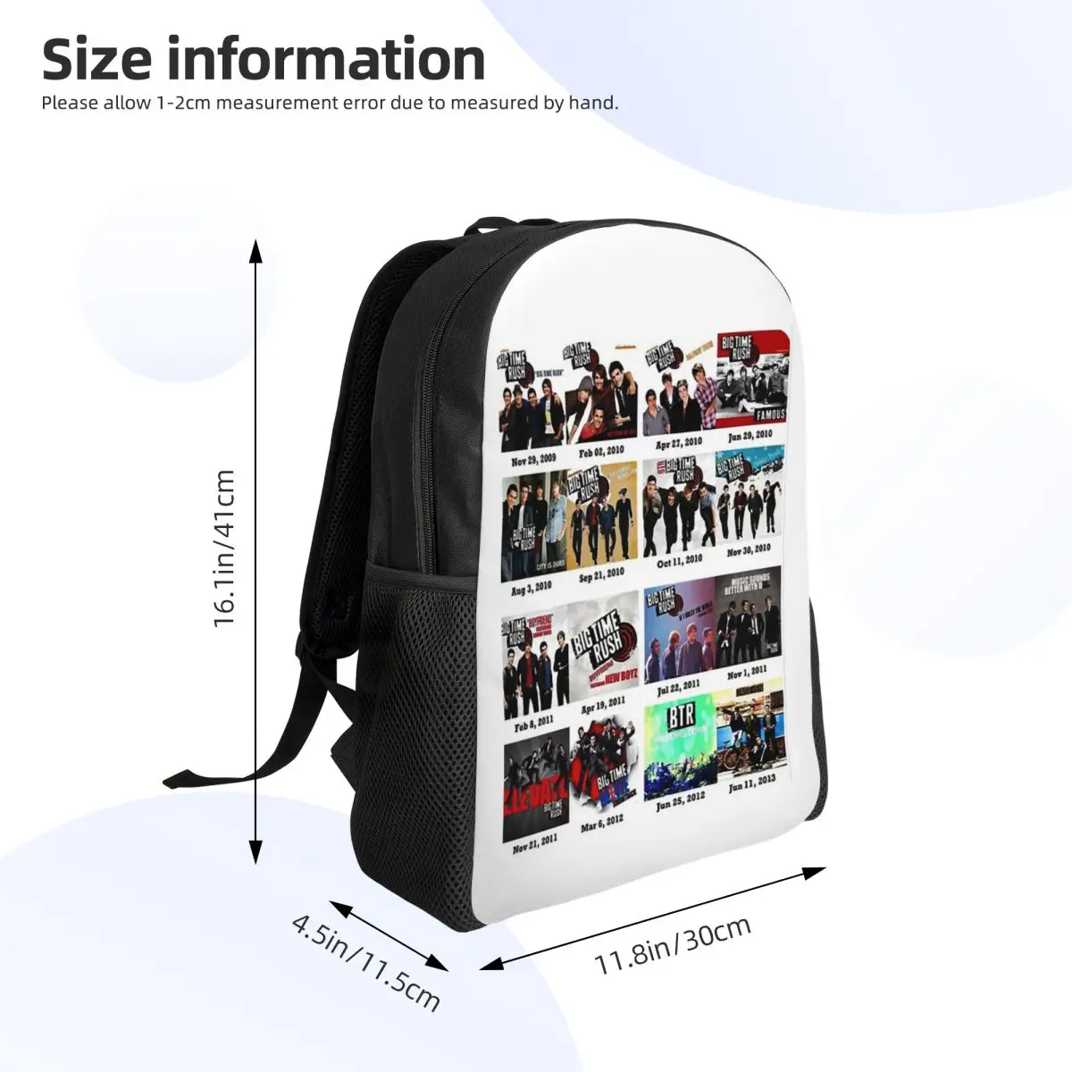 Big Time Rush Band Famous Pictures Logo Student Backpack School Bag Hiking Travel Daypack for Men Women Bookbag Shoulder Bags