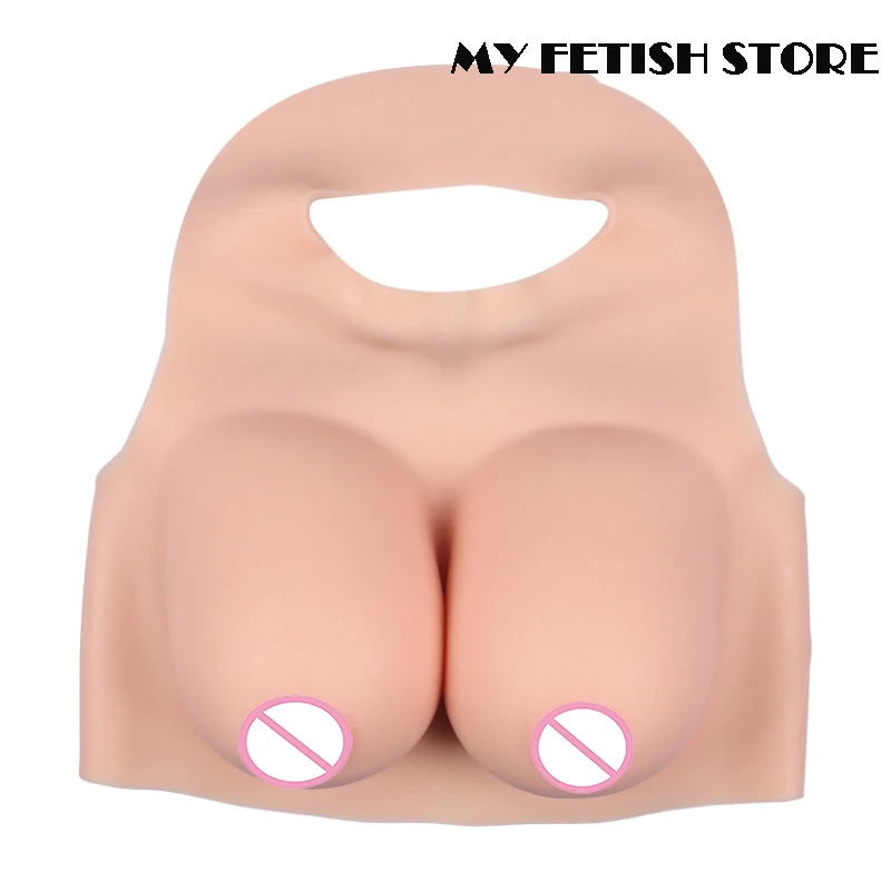 Round Neck Crossdressing Realistic Silicone Fake Boobs B-G Cup Breast Form Crossdresser Drag Queen Shemale Male to Female