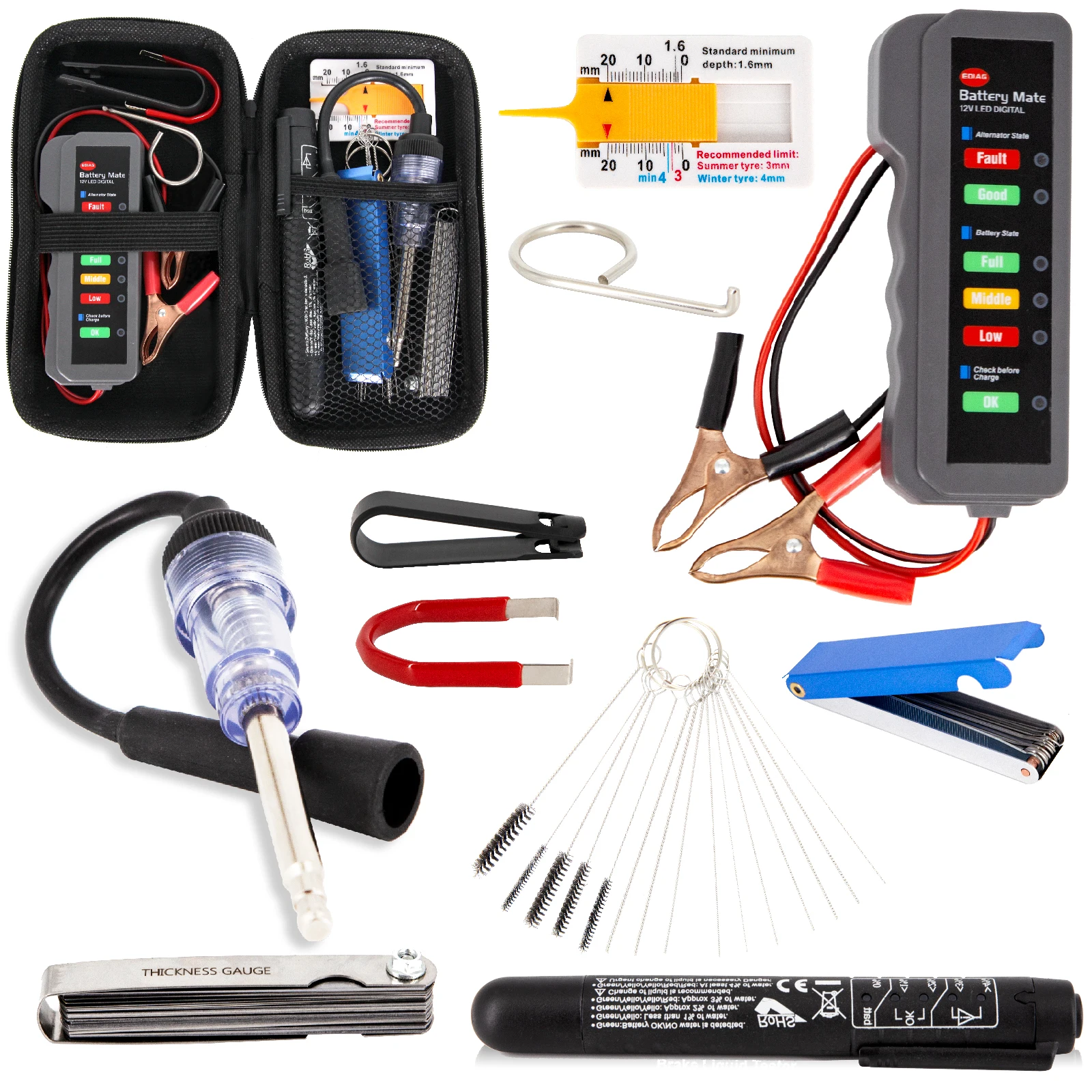 

Car Ignition System Spark Plug Coil Tester Engine In Line Pen Detector Battery Brake Fluid Liquid Tester Thickness Feeler Gauge