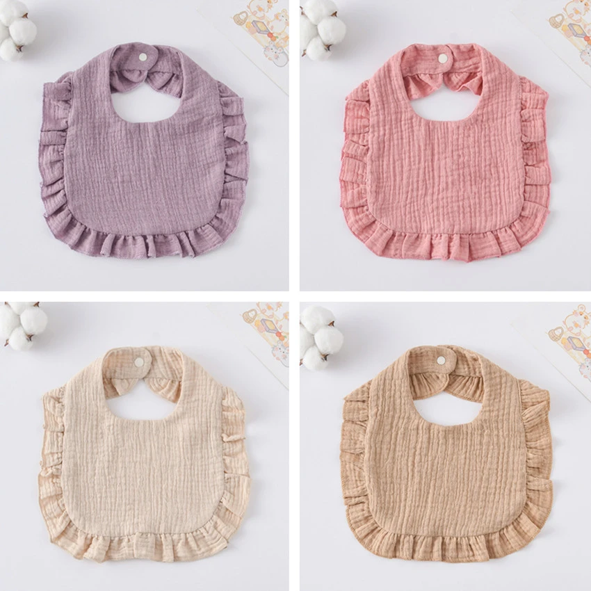 

Newborn Bibs Infant Burp Cloths Baby Stuff Feeding Drool Bandana Saliva Towel Toddler Ruffle Solid Color Bib Baby Accessories
