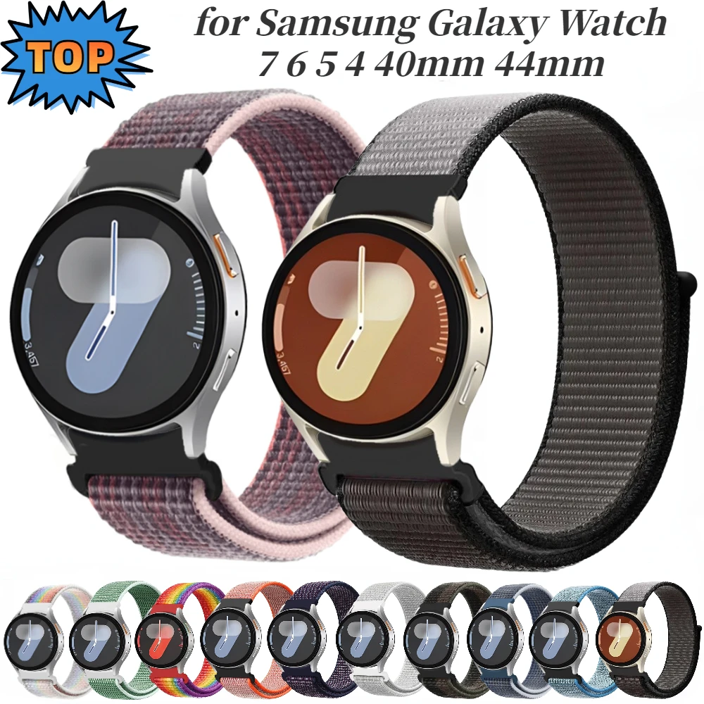 

Nylon Strap for Samsung Galaxy Watch 7 FE 44mm 40mm/6 Classic 47mm 43mm No Gap Bracelet for Galaxy Watch 5 pro 45mm/7 6 5 4 Band