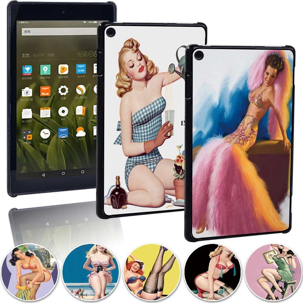 

Tablet Case for Fire HD 10 Plus/5th/7th/9th/11th/HD 8 Plus/6th/7th/8th/10th/Fire 7 Vintage beauty Anti-fall Hard Shell Back Case