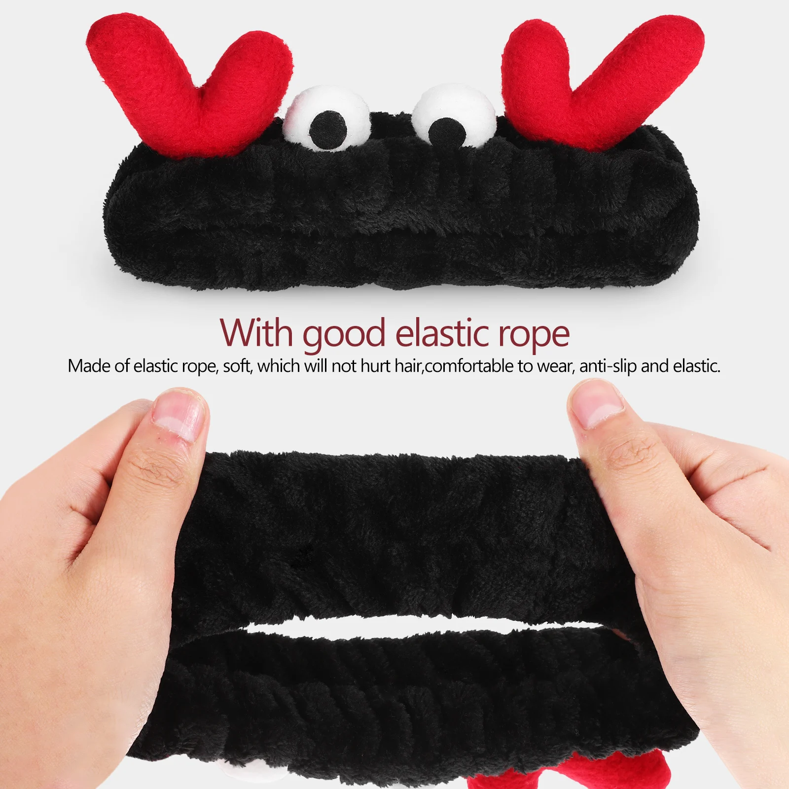 

2Pcs Coral Fleece Reindeer Antlers Headbands Elastic Makeup Hair Bands Skincare Face Wash Spa Hairband Women Comfortable