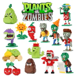 Plants VS Zombies Mini Building Block para Crianças Pequenos Blocks de Desenhos Animados, Peashooter, SunFlower, Chomper Assemble, Action Model Doll Toy