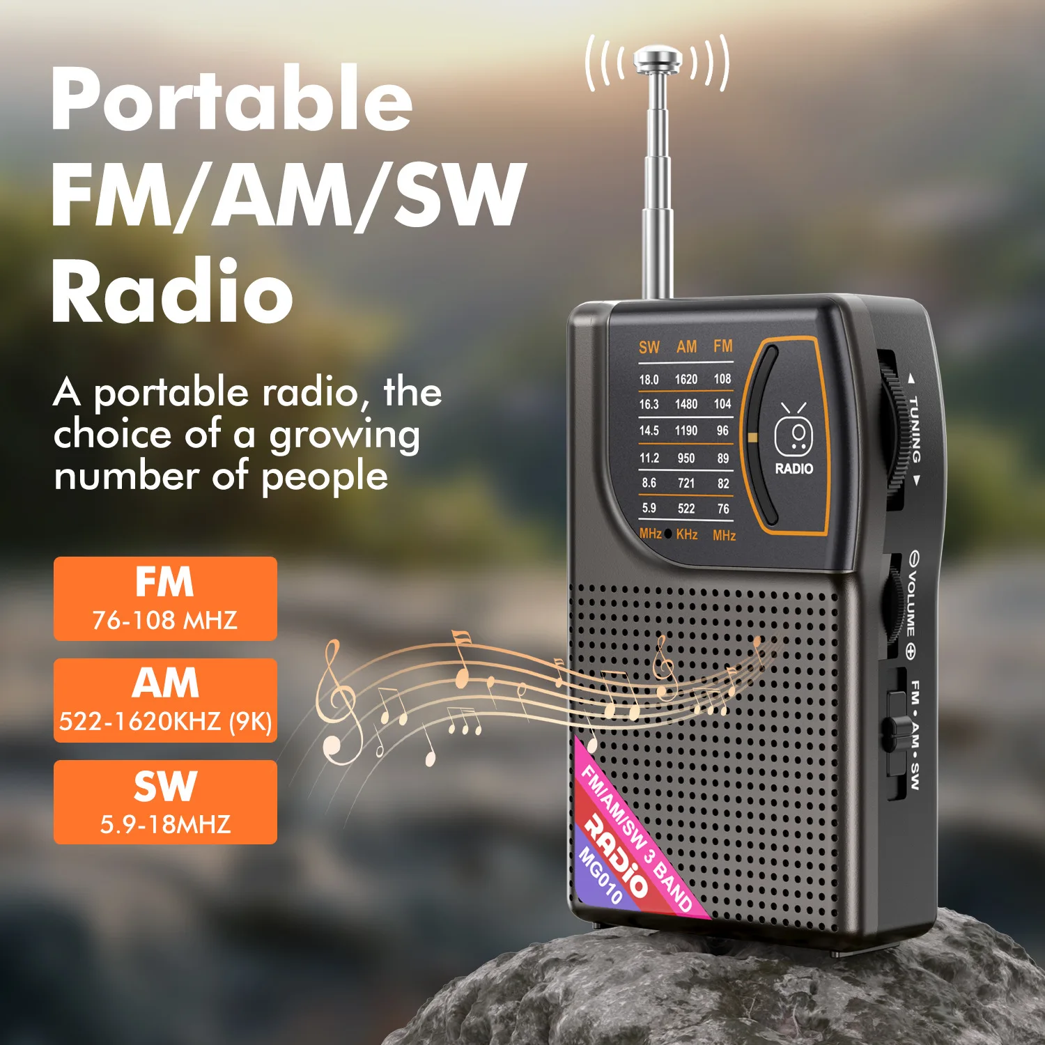 

New Portable Mini Radio Multi-Band FM/AM/SW Long Battery Life Outdoor Charging Radio for Elderly