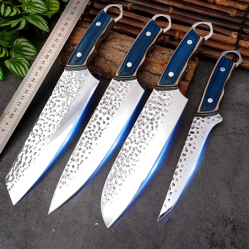 Kitchen Knives Chef Knife Japanese Santoku Knife Handmade Forged Cleaver 5CR15 Stainless Steel Wood Handle Slicing Hunting Knife