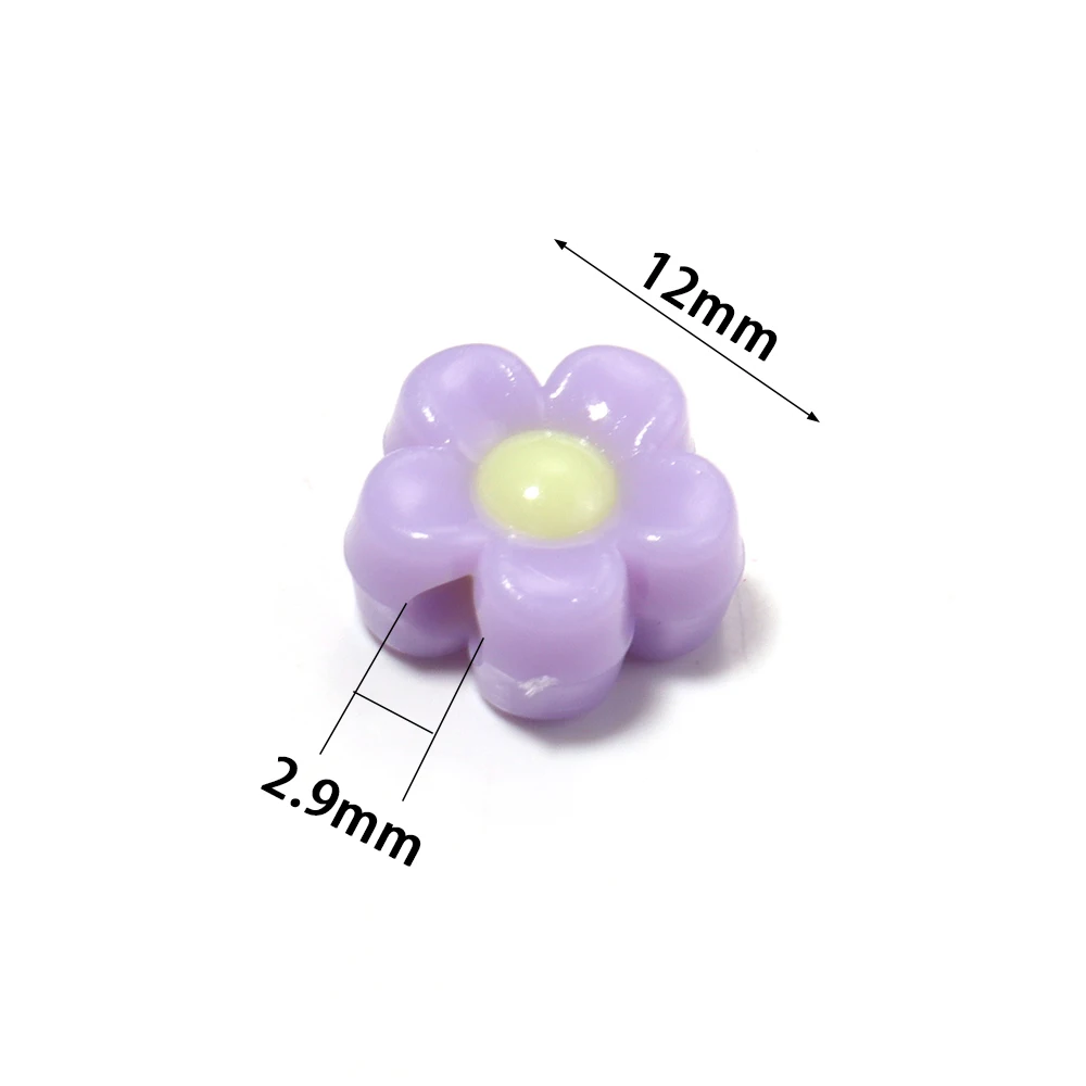 100pcs/lot 12mm Multicolor Acrylic Flower Spacer Beads For Jewelry Making Bracelet Necklace Earrings Charm Diy Craft Accessories image 3