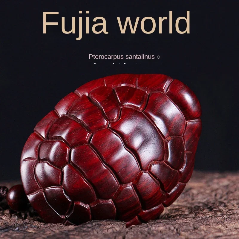 Pterocarpus Santalinus Fujia World Hand Pieces Carving Fortune Tortoise Shell Lucky Little Turtle Hand Playing Pieces