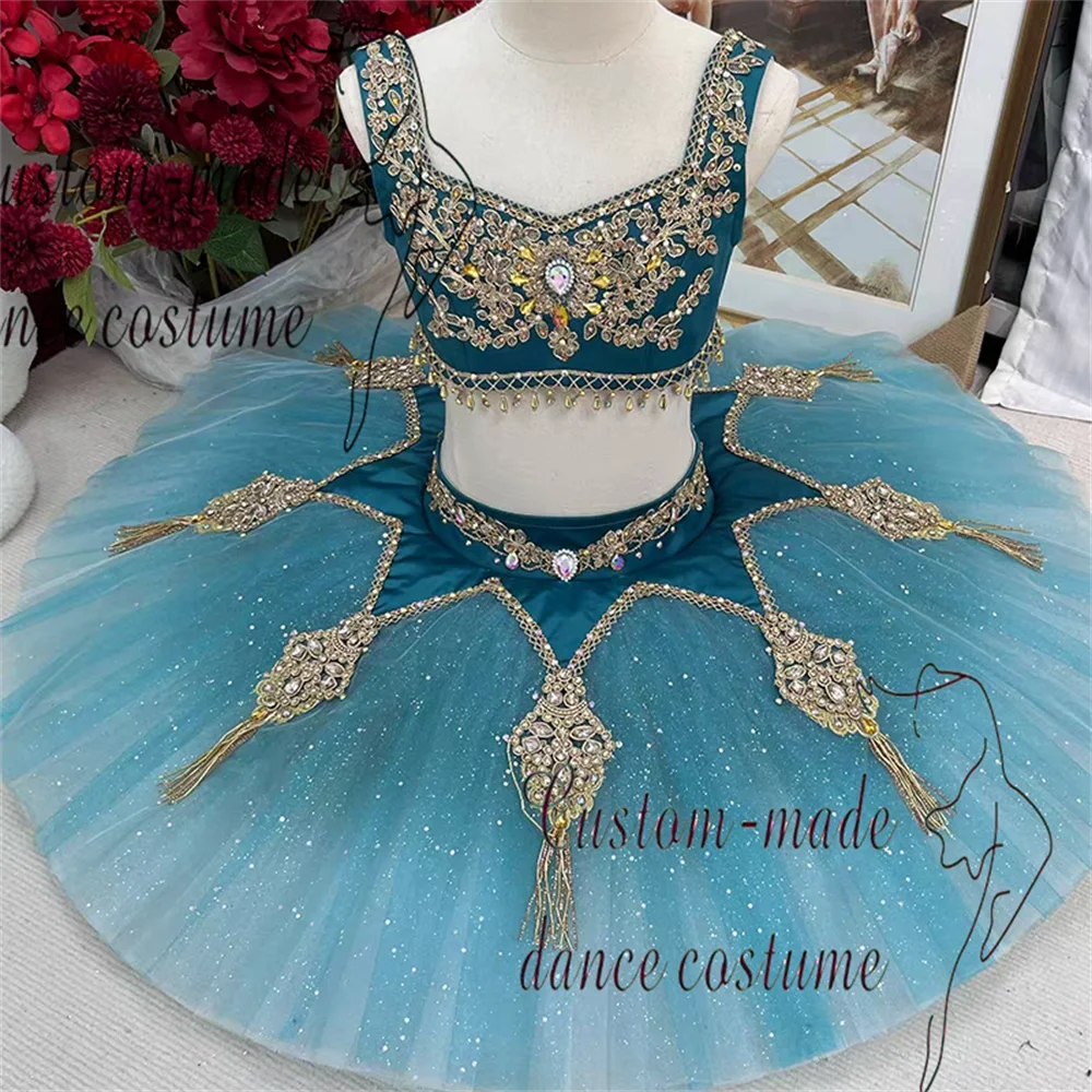 Falda larga Esmeralda, traje de baile estilo cisne negro para adultos, variación personalizada del rendimiento femenino de Ballet Paquita
