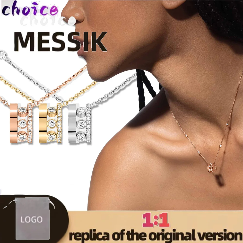 Advanced fashion trend pure silver s925 MOVE ROMANE series Messi home hollow sliding diamond women's necklace