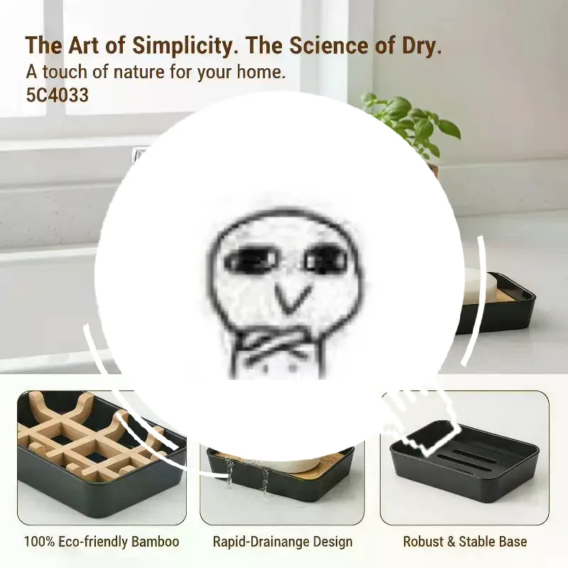 Natural Bamboo Soap Dish Fast Draining Design Keep Soap Dry Soap Holder Eco Soap Box for Bathroom Kitchen Camping Home Use