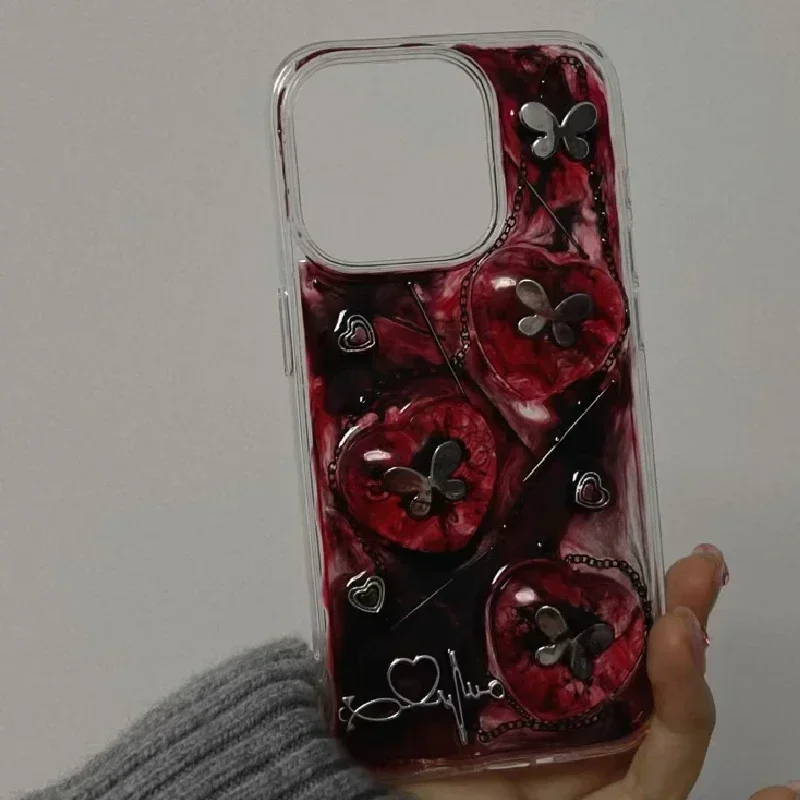 4085 Original 3D hecho a mano funda para teléfono móvil amor mariposa arte gótico oscuro Horror estilo Punk personalizado regalo de Navidad y Halloween