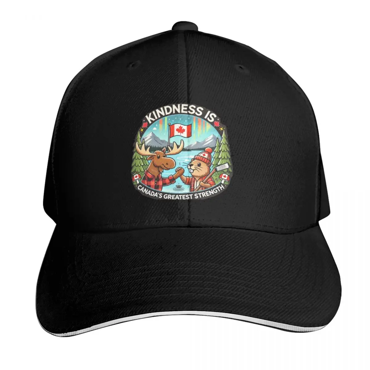 Kindness is Canada’s Greatest Strength – Moose and Beaver Design Baseball Cap Men Women Casual Summer Sport Sun Cap