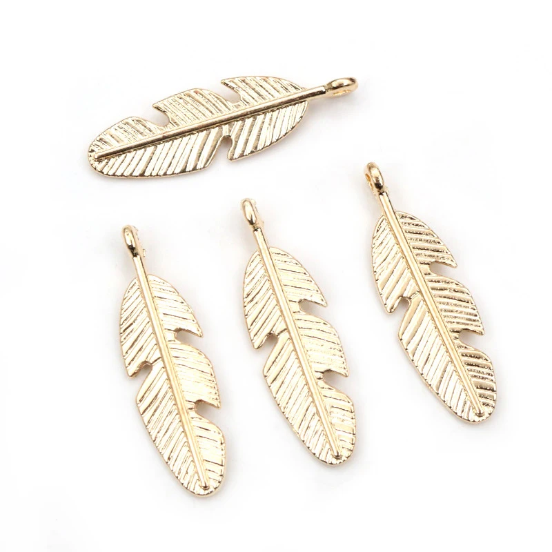 30pcs 28x8mm Feather Charms Pendants Bronze Antique Silver Plated DIY Jewelry Making Accessories Findings for Necklace Bracelet