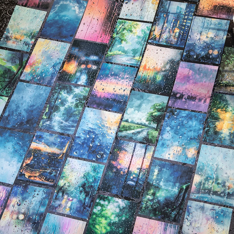 10 unids/pack temporada lluviosa paisaje pegatinas de mascotas diario basura papelería creativa DIY Deco pegatinas suministros de álbum de recortes