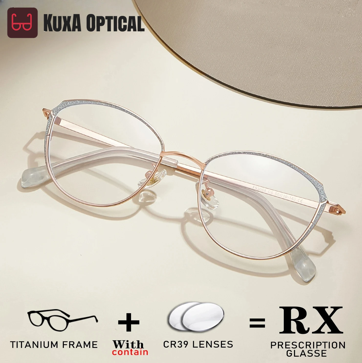 

KUXA модные блестящие дизайнерские очки по рецепту, прозрачные очки для близорукости и дальнозоркости, индивидуальные прогрессивные линзы с рецептами, очки