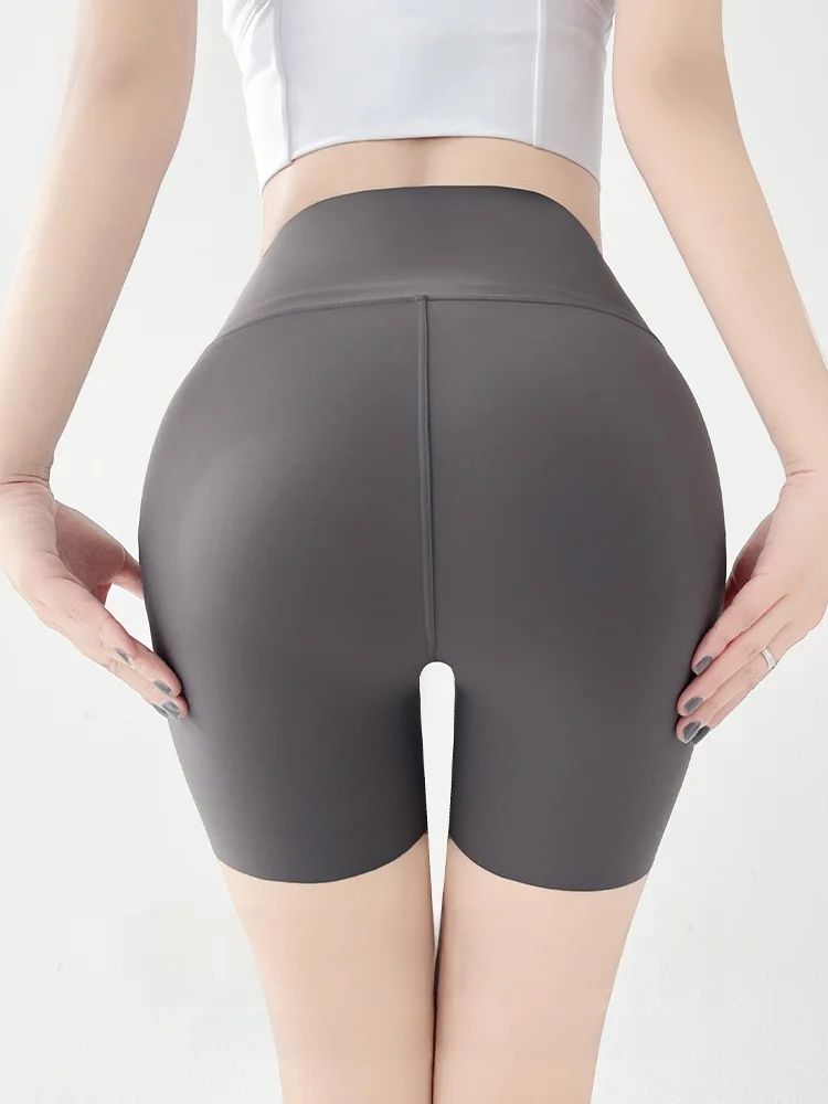 سروال يوجا عالي الخصر لتصحيح البطن بدون قرصة تصميم عالي المرونة ومضاد للضوء ضيق مناسب من جلد arkskin
