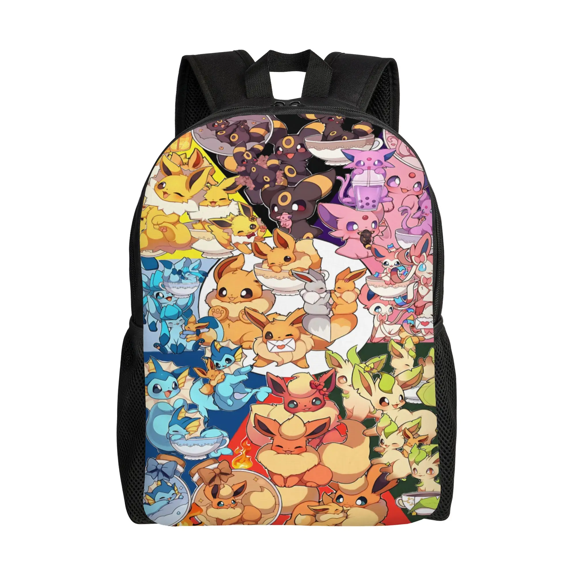 Fashion Pokemon Theme Eeveelution Collage Backpack ita bag  mochila Dual-Use Hiking Sturdy Shoulder Rucksack