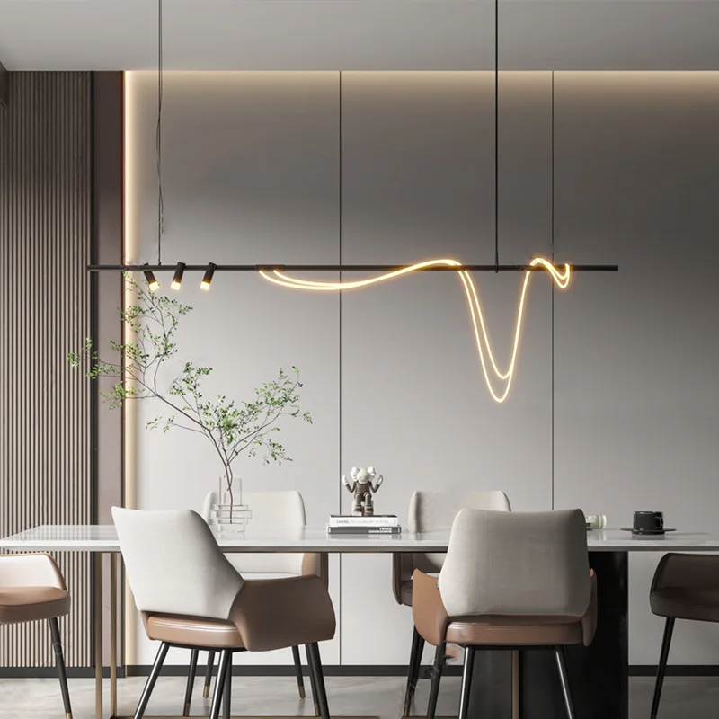 SANDYHA Moderno Pendant Light Nordic Lamp Flexible Hose with Spotlight Lustre Salon Design Luxe Chandeliers Living Dining Room