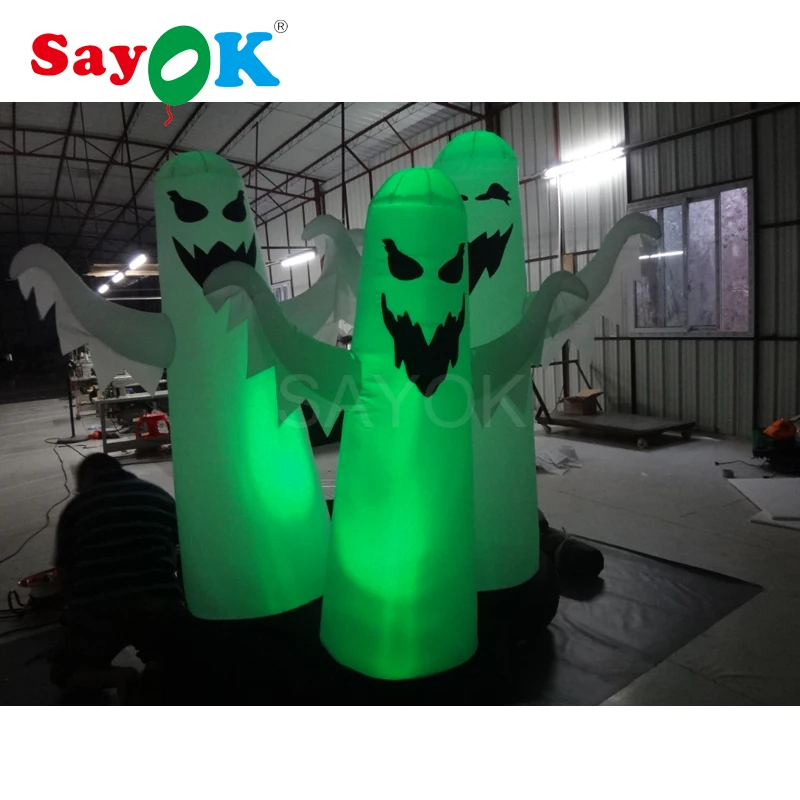 SAYOK Inflatable Halloween Decoration Inflatable Halloween LED Ghost Model with Led Light for Halloween Party Outdoor