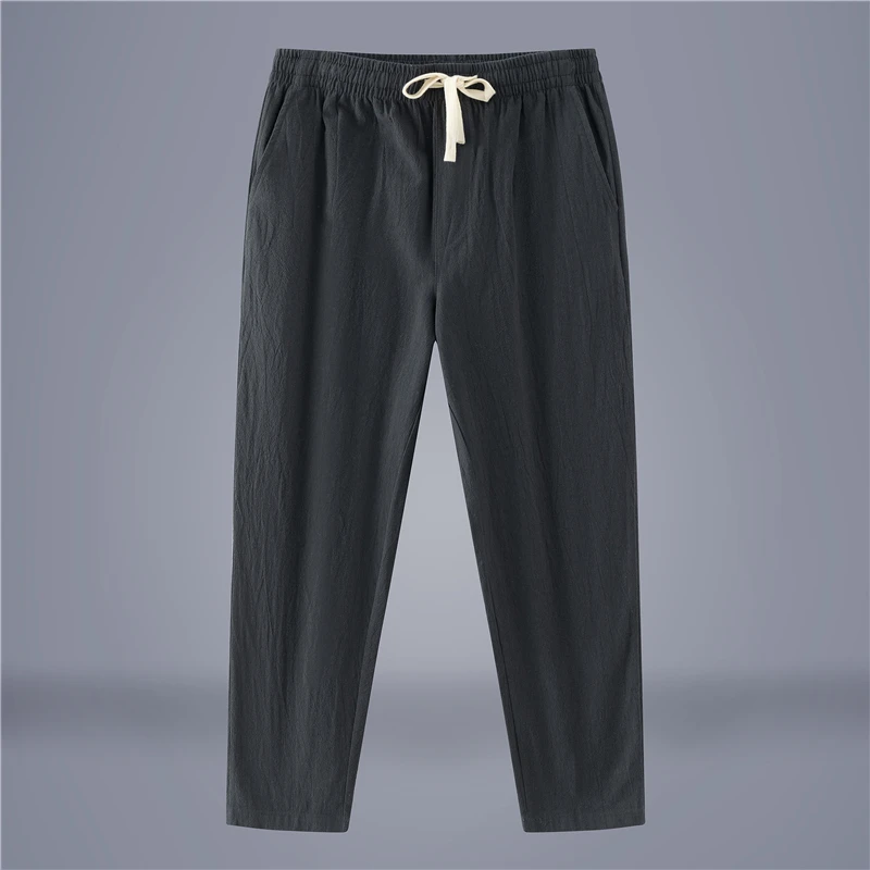 

Men's Cotton Linen Straight Leg Sports Pants Summer Thin Loose Large Size Casual Long Trousers Breathable Comfortable orts