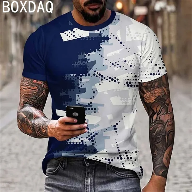 Vintge Colorful Print T-Shirt Fashion Harajuku Casual Tops Plus Size Men Summer Short Sleeve T-Shirt 2024 Summer New