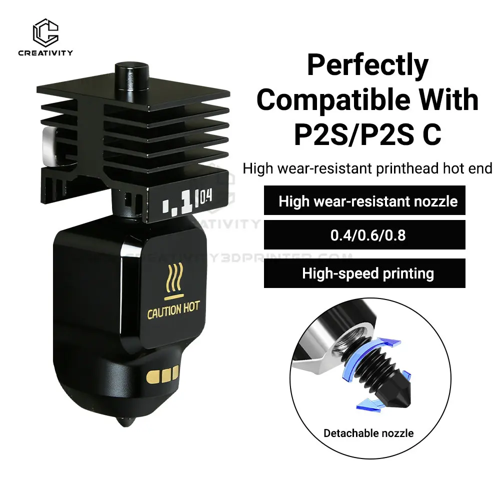 

P2S Hotend For Bambu Lab P2S Standard/High Flow Hotend High Quality Fast Precise Printing Removable nozzle 0.2/0.4/0.6/0.8mm