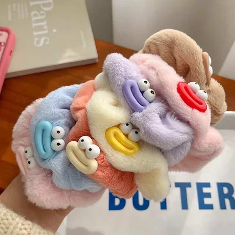 2PCS Funny Plush Monster Hair Bands Rope Women Cartoon Thick Lips Clown Rubber Scrunchie Girls Elastic Ponytail Holder Headwears