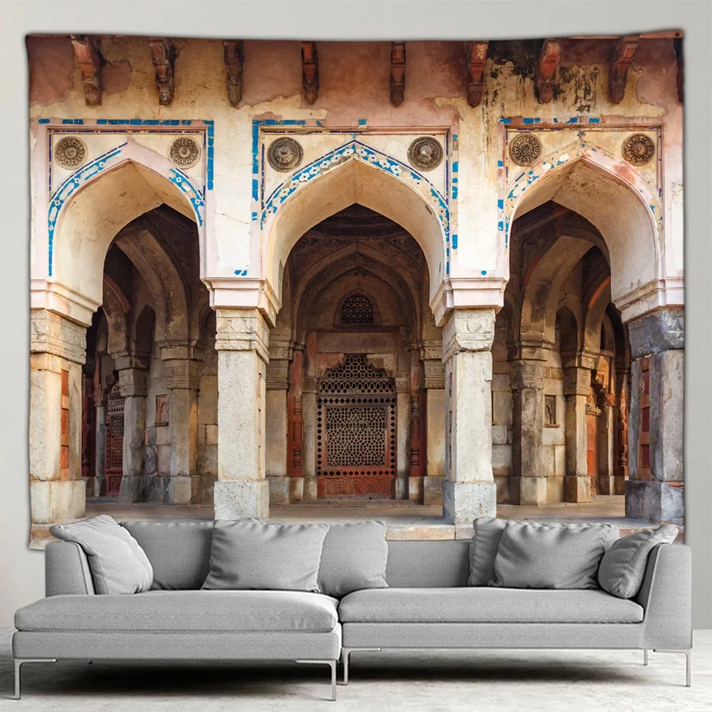 Moroccan Architectural Tapestries Vintage Islamic Geometric Pattern Wall Hanging Wall Art Decor Mural Bohemian Home Decor