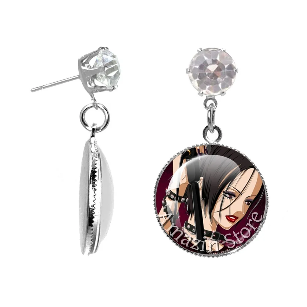 New Japanese Anime Fashion NANA Manga Osaki 20mm Glass Round Earrings Figure Jewelry Fans Bag Pendant Gifts For Girls