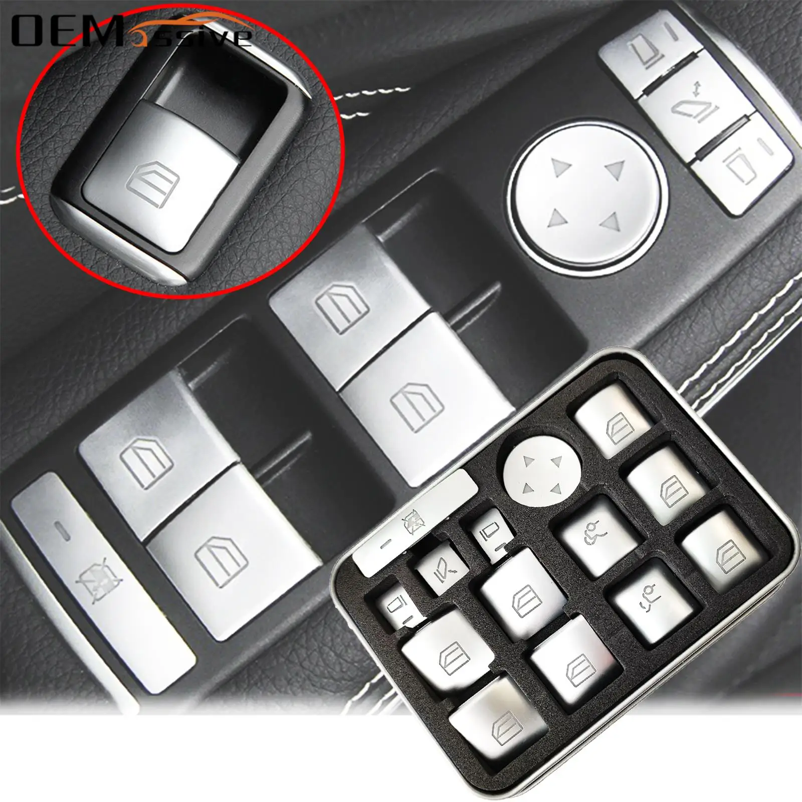 For Mercedes Benz CLA 180 200 GLA 180 200 2013 2014 2015 2016 2017 2018 2019 14x Car  Parts Window Switch Button Repair Stickers