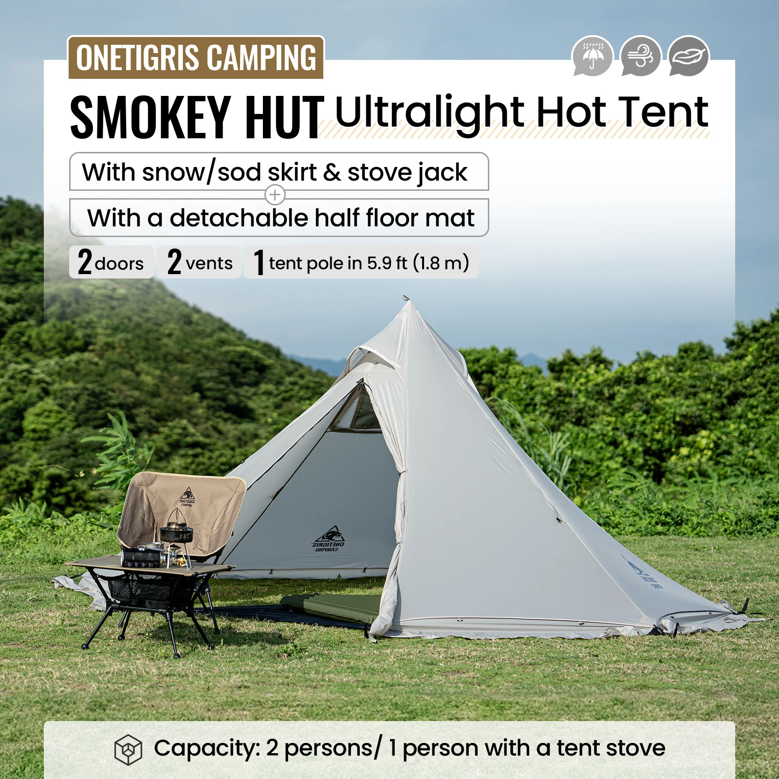 

OneTigris Constellatio Camping Tent Sun Shelter Lightweight Pyramid Tent for Travel Backpacking Hiking Bushcrafting Trekking