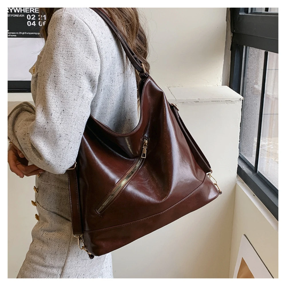 

Women Vintage PU Leather Commuting Shoulder Bag Fashion Large Capacity Ladies Backpack Female Casual Travel Bag Girls Schoolbag