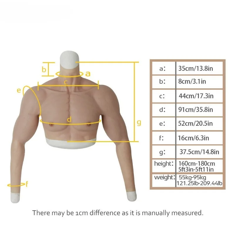 Silicone Artificial Muscles with Arms Short Body Set Chest Role-playing Costume Body Shaper