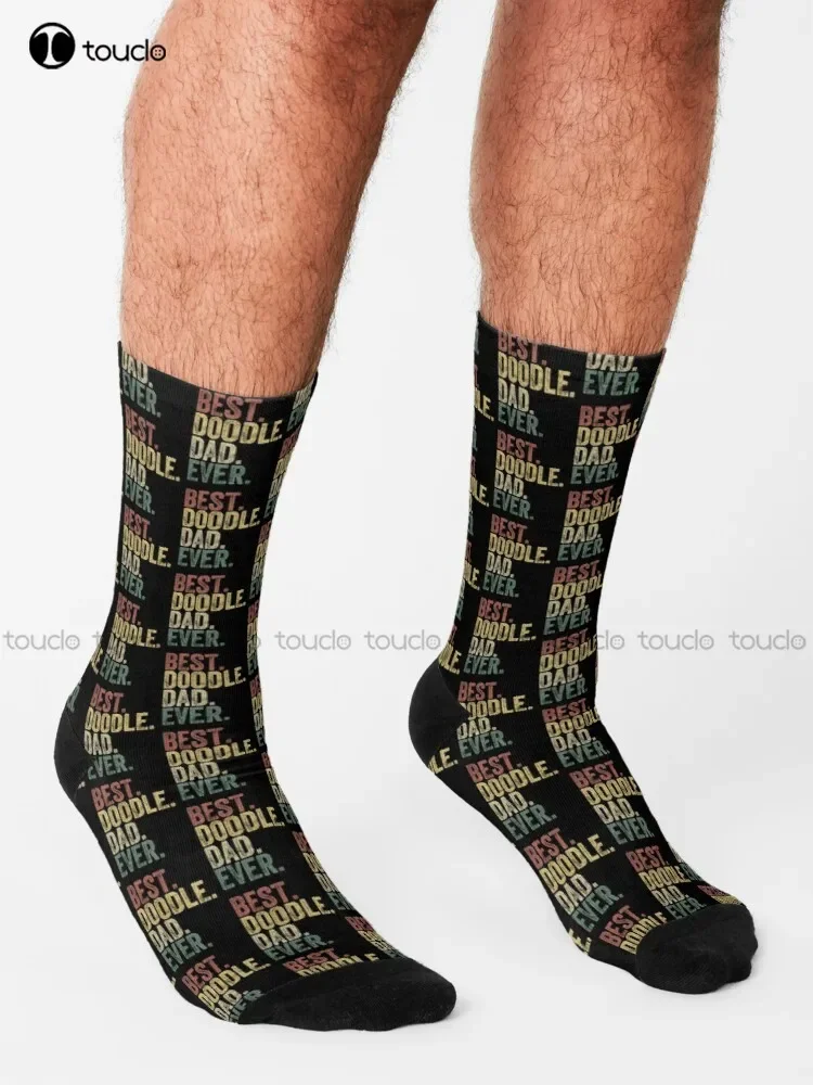 Best Doodle Dad Ever Socks Boys Socks Personalized Custom Unisex Adult Teen Youth Socks 360° Digital Print Fashion New