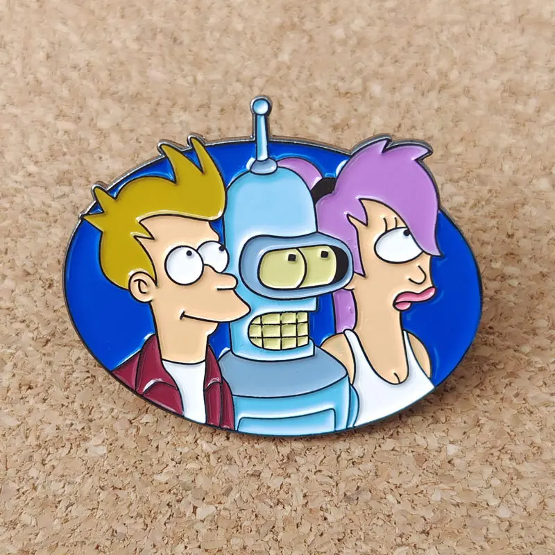 Alfileres esmaltados de dibujos animados de Anime Futurama, Philip J. Broche de Metal Fry, insignia, joyería de moda, accesorios de mochila, regalos