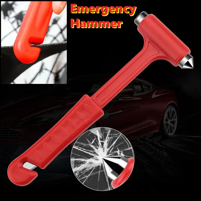 2 In 1 Car Safety Hammer Emergency Glass Breaker Cut The Seat Belt High Hardness Tungsten Steel Rescue Tool Auto Accessories