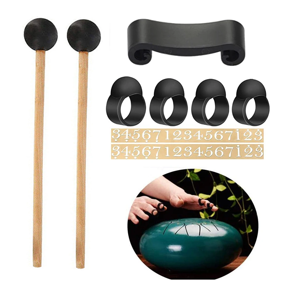 9pcs/Set Steel Tongue Drum Finger Picks Drumstick Finger Sleeves Handpan Percussion Drumsticks Stick Tongue Drum Accessories