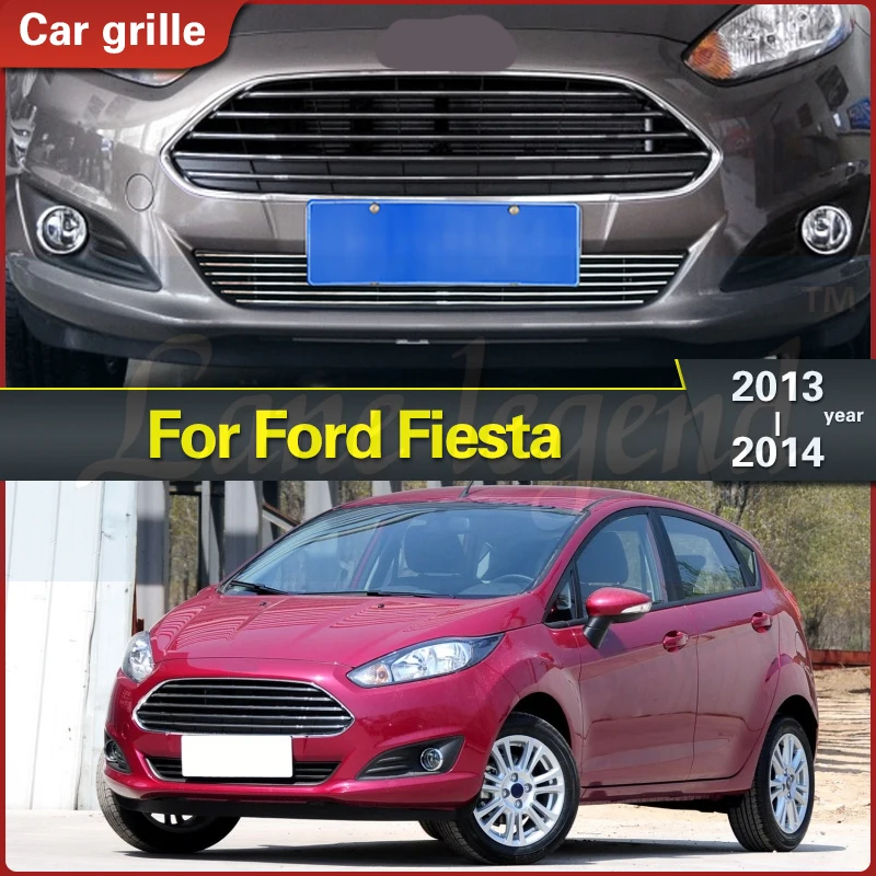 

For Ford Fiesta 2013 2014 High-quality Stainless Steel Racing Grill Front Center Racing Mesh Bumper Grills Billet Grille Cover