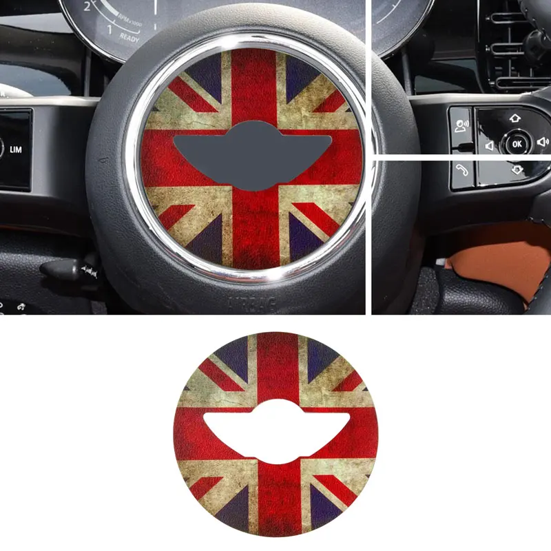 For Mini Cooper R50 R53 R56 R60 F56 F55 Clubman Countryman Car Steering Wheel Center Leather Interior Sticker Decoration