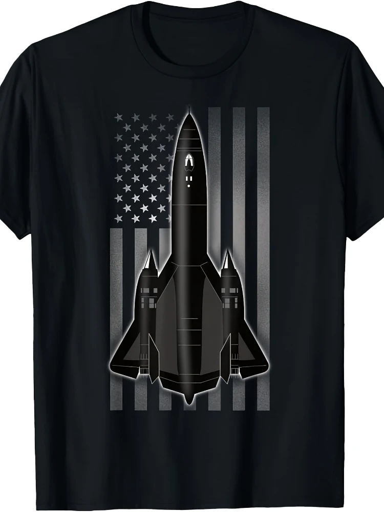 

Vintage US SR-71 Blackbird and American Flag design-100% cotton summer O-neck short sleeve casual printed men's T-shirt.