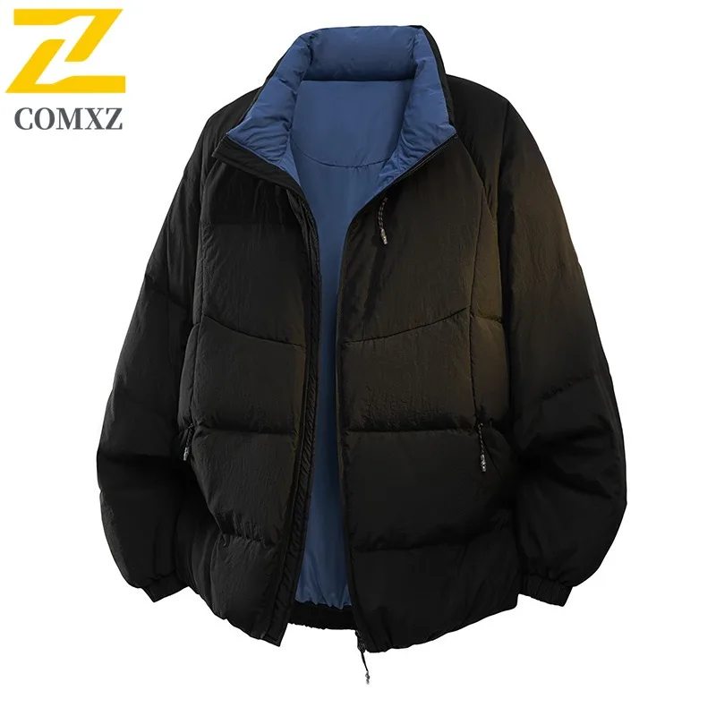 COMXZ Luxury Mens Down Jacket Stand Collar Snow Skiing Thickened Warm Parka Street Style Lightweight Winter Zipper Outerwear